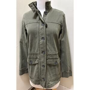NWT Lucky Brand Womens Army Green Olive Utility Jacket Grunge Zip & Button Up-XS